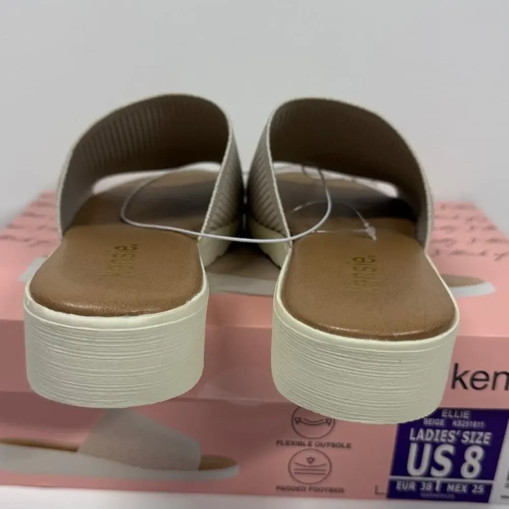 NIB • Kensie Women's Ellie Beige Knit Wedge Sandals Size: 8